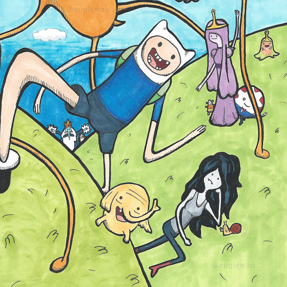 Close-up featuring Princess Bubblegum, Slime Princess, Finn the Human, Tree Trunks, Ice King, Peppermint Butler, Marceline and others