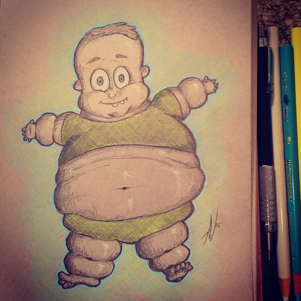 Fat Baby Illustration - Colored Pencils